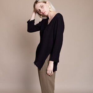 RAQUEL ALLEGRA Luna Top Washed Out Black Womens Medium Made in USA - SEE INFO